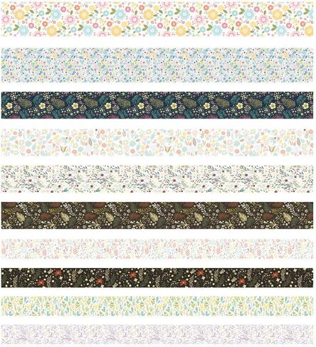 ZDOLAKIDS 10 Rolls Vintage Washi Masking Tape Set Gold Stamping Geometric Patterns Label for Planner Journal Scrapbook School Art Work Gift Wrapping Craft DIY in Saudi Arabia