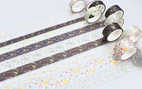 ZDOLAKIDS 10 Rolls Vintage Washi Masking Tape Set Gold Stamping Geometric Patterns Label for Planner Journal Scrapbook School Art Work Gift Wrapping Craft DIY in Saudi Arabia