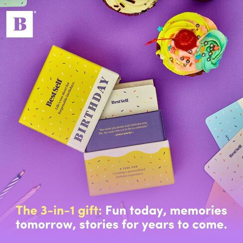 BestSelf Co. Baraja Cumpleaños – 75 Conversation Cards & Activities for Unforgettable Birthday Celebrations | Fun, Meaningful, and Engaging Party Game for Friends, Couples, Family | Spanish Version in Saudi Arabia