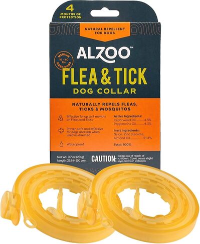 Flea & Tick Dog Collar, Helps Repel Fleas, Ticks & Mosquitoes, 100% Plant-Based Active Ingredients, Phthalates and PVC Free, Up to 4 Months Protection, Medium-Sized Dogs: 16-40 lbs, Pack of 2 in Saudi Arabia