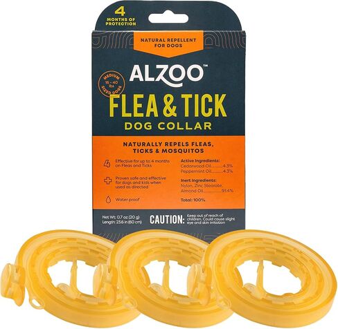 Flea & Tick Dog Collar, Helps Repel Fleas, Ticks & Mosquitoes, 100% Plant-Based Active Ingredients, Phthalates and PVC Free, Up to 4 Months Protection, Medium-Sized Dogs: 16-40 lbs, Pack of 2 in Saudi Arabia