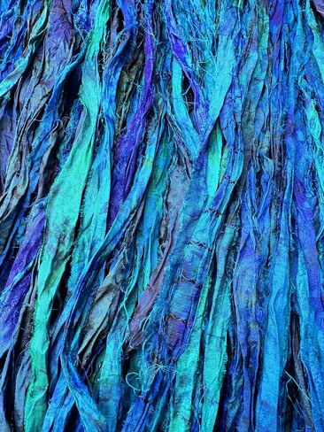 Maker's Craft Hand Tye Dyed Recycled Sari Silk Ribbon Yarn 50 Yards 100 Grams for DIY Knitting, Christmas Decorations, Gift Wrapping, Wall Hangings, Jewelry Makings in Saudi Arabia