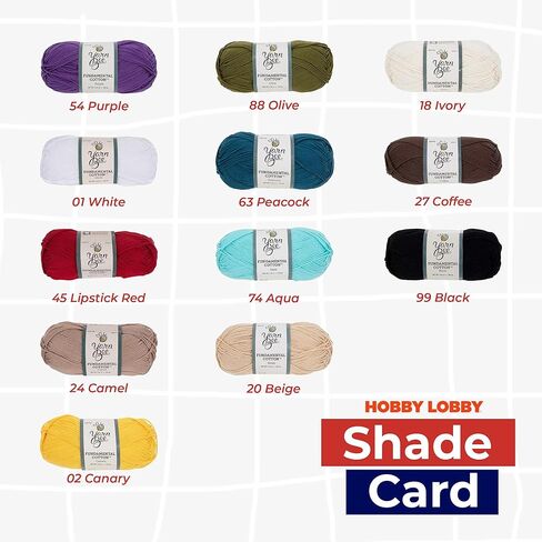 Yarn Bee 4 - Medium – Soft Skein – 164 Yards of Mercerized Cotton Yarn for Crocheting Blankets, Hats, & More – Craft Supplies for Handcrafting, Ivory in Kuwait