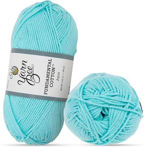 Yarn Bee 4 - Medium – Soft Skein – 164 Yards of Mercerized Cotton Yarn for Crocheting Blankets, Hats, & More – Craft Supplies for Handcrafting, Ivory in Kuwait