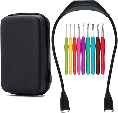Ergonomic Crochet Hooks Set with LED Light Up,9 Sizes Crochet Hooks with Case 2.0mm~6.0mm,Crochet Needles Kit for Beginners,Cool Crochet Gifts for Crocheters in Saudi Arabia