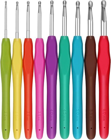 Ergonomic Crochet Hooks Set with LED Light Up,9 Sizes Crochet Hooks with Case 2.0mm~6.0mm,Crochet Needles Kit for Beginners,Cool Crochet Gifts for Crocheters in Saudi Arabia