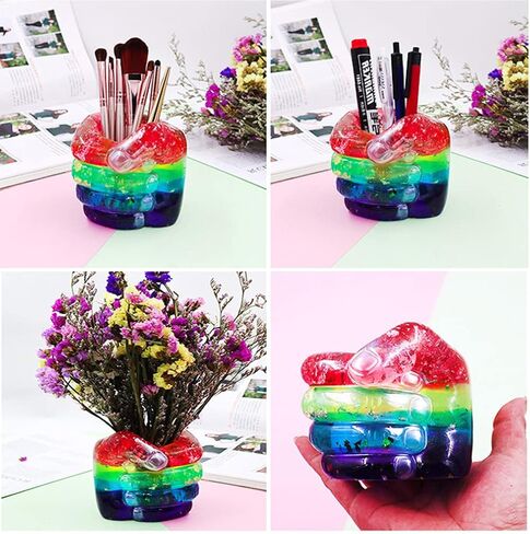 FineInno Hand Shape Pen Holder Resin Mold, Flower Pots Silicone Mold for Concrete, Fist Epoxy Mold for Jewelry Container Planter Home Decor in Kuwait