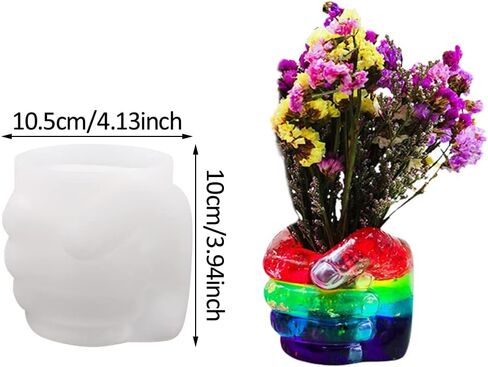 FineInno Hand Shape Pen Holder Resin Mold, Flower Pots Silicone Mold for Concrete, Fist Epoxy Mold for Jewelry Container Planter Home Decor in Kuwait