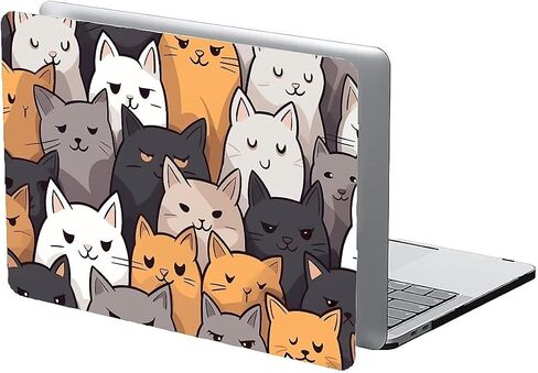 Compatible with MacBook Air 13 inch Case 2020 2021 M1 A2337 A2179 A1932, Plastic Hard Shell Case for Mac Air 13 with Touch ID (2018-2021) - Cute Cartoon Cat in Kuwait