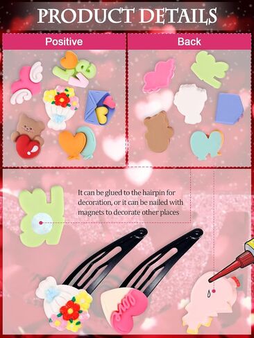 130PCS Valentine’s Day Resin Embellishments, Kalolary Valentine Resin Flatback Miniature Heart Bear Resin Charms Ornaments Kawaii Love Craft Decoration for Craft Scrapbook Phone Case DIY Making in Kuwait