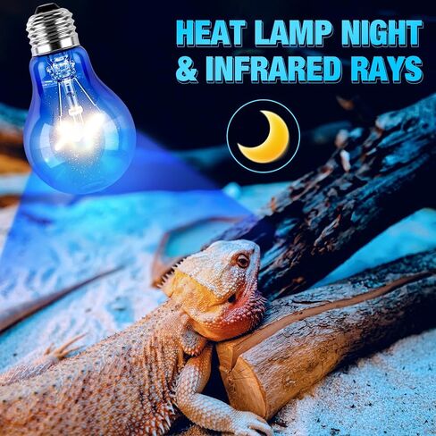 8 Pcs 100w Reptile Night Heat Lamp Bulb Simulate Natural Moonlight Basking Spot Light Purple Reptile Heating Basking Light Bulbs for Snake, Turtle, Bearded Dragon, Amphibian, Chicken in Saudi Arabia