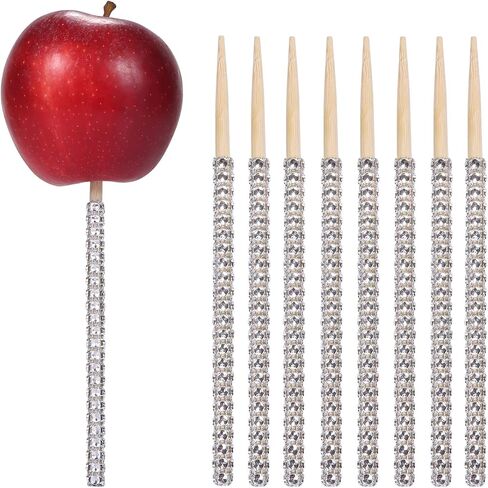 Quotidian Gold Glitter Rhinestone Bamboo Bling Sticks 6" (15cm) Pack of 24 - Candy Apple Cake pop Caramel in Kuwait