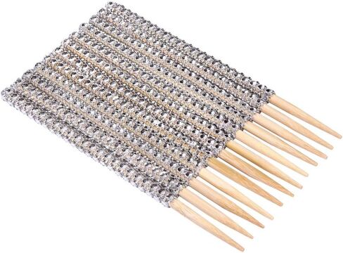 Quotidian Gold Glitter Rhinestone Bamboo Bling Sticks 6" (15cm) Pack of 24 - Candy Apple Cake pop Caramel in Kuwait