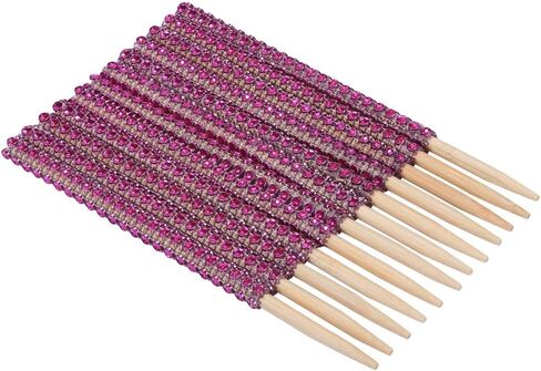 Quotidian Gold Glitter Rhinestone Bamboo Bling Sticks 6" (15cm) Pack of 24 - Candy Apple Cake pop Caramel in Kuwait