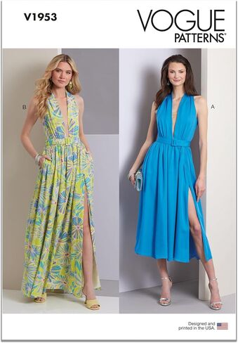 Vogue Misses' Belt and Lined Dress Sewing Pattern Packet, Design Code V1953, Sizes 6-8-10-12-14 in Saudi Arabia
