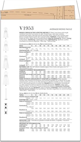 Vogue Misses' Belt and Lined Dress Sewing Pattern Packet, Design Code V1953, Sizes 6-8-10-12-14 in Saudi Arabia