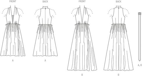 Vogue Misses' Belt and Lined Dress Sewing Pattern Packet, Design Code V1953, Sizes 6-8-10-12-14 in Saudi Arabia