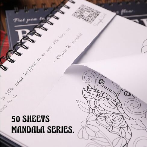 TIEFOSSI Relaxing Coloring Book, for Adults to Relax and Relieve Anxiety,160 GSM 60 Original Tearable Mandala Patterns Designs, Gift for Kids Adult in Kuwait