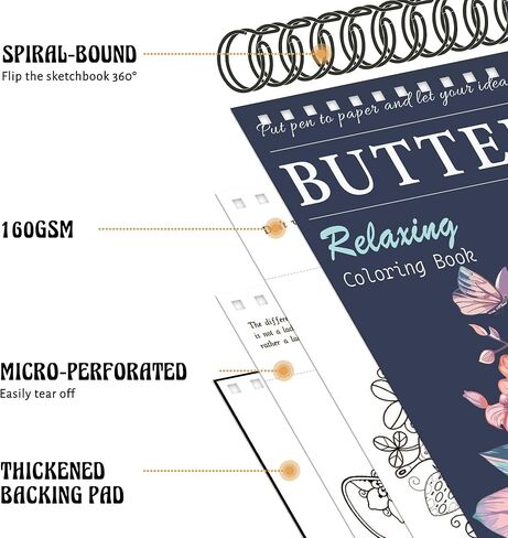 TIEFOSSI Relaxing Coloring Book, for Adults to Relax and Relieve Anxiety,160 GSM 60 Original Tearable Mandala Patterns Designs, Gift for Kids Adult in Kuwait