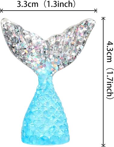 RSSTARXI 24 Pack Mermaid Cupcake Toppers - التماثيل ذات الأزرق الأكريلي 3D لزخارف الكيك ، ديكورات الحفلات ، دش الطفل ، عيد ميلاد - الفضة الأزرق in Kuwait