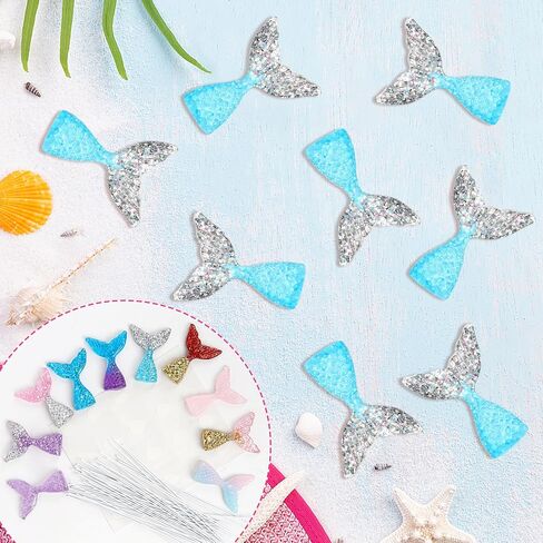RSSTARXI 24 Pack Mermaid Cupcake Toppers - التماثيل ذات الأزرق الأكريلي 3D لزخارف الكيك ، ديكورات الحفلات ، دش الطفل ، عيد ميلاد - الفضة الأزرق in Kuwait