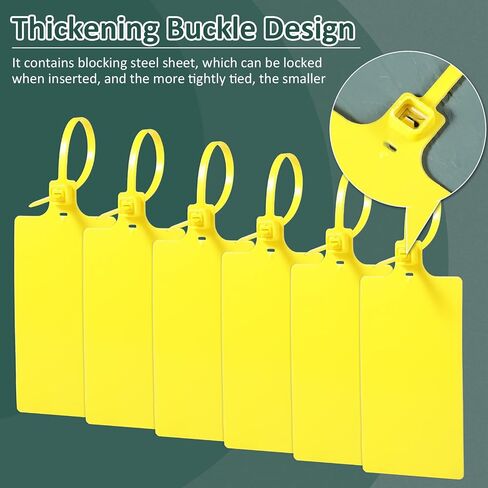 Youyole 200 Pieces Plastic Tags Waterproof Plastic Seal Shipping Tags Logistics Use Big Sign Tie Large Label Tie 250 mm Total Length (Yellow, 2.28 x 3.94 Inches) in Kuwait