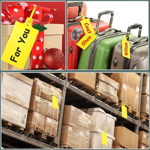 Youyole 200 Pieces Plastic Tags Waterproof Plastic Seal Shipping Tags Logistics Use Big Sign Tie Large Label Tie 250 mm Total Length (Yellow, 2.28 x 3.94 Inches) in Kuwait
