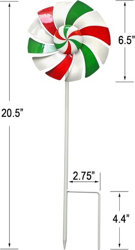 60 Inch high Candy Cane Wind Spinners Outdoor Metal Garden Decor for Yard and Garden 360 Degrees Rotate Double Wind Spinners with Stake in Saudi Arabia
