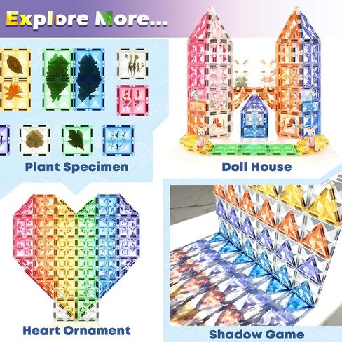 102 PCS Magnetic Tiles with 2 Cars & 2 Cranes Magnet Construction Building Kids Toys for Creative Play and STEM Learning Boys Toys & Gifts for 3-12 in Saudi Arabia