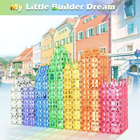 102 PCS Magnetic Tiles with 2 Cars & 2 Cranes Magnet Construction Building Kids Toys for Creative Play and STEM Learning Boys Toys & Gifts for 3-12 in Saudi Arabia