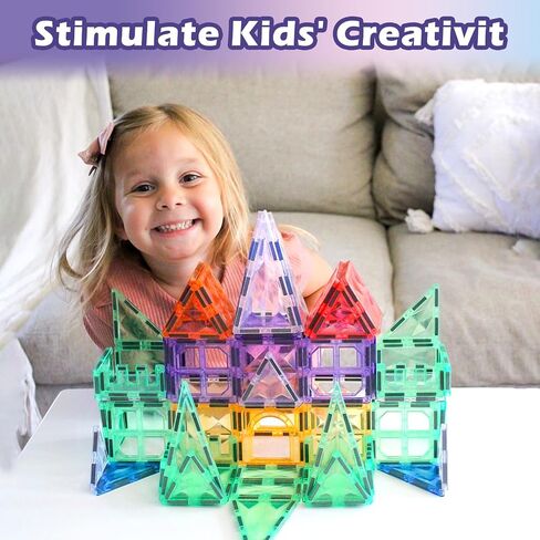 102 PCS Magnetic Tiles with 2 Cars & 2 Cranes Magnet Construction Building Kids Toys for Creative Play and STEM Learning Boys Toys & Gifts for 3-12 in Saudi Arabia