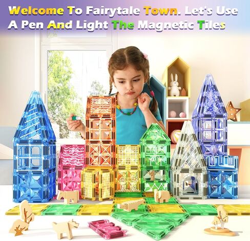 102 PCS Magnetic Tiles with 2 Cars & 2 Cranes Magnet Construction Building Kids Toys for Creative Play and STEM Learning Boys Toys & Gifts for 3-12 in Saudi Arabia