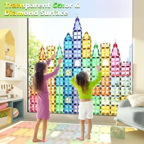 102 PCS Magnetic Tiles with 2 Cars & 2 Cranes Magnet Construction Building Kids Toys for Creative Play and STEM Learning Boys Toys & Gifts for 3-12 in Saudi Arabia