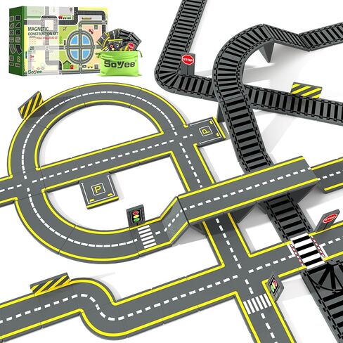 102 PCS Magnetic Tiles with 2 Cars & 2 Cranes Magnet Construction Building Kids Toys for Creative Play and STEM Learning Boys Toys & Gifts for 3-12 in Saudi Arabia