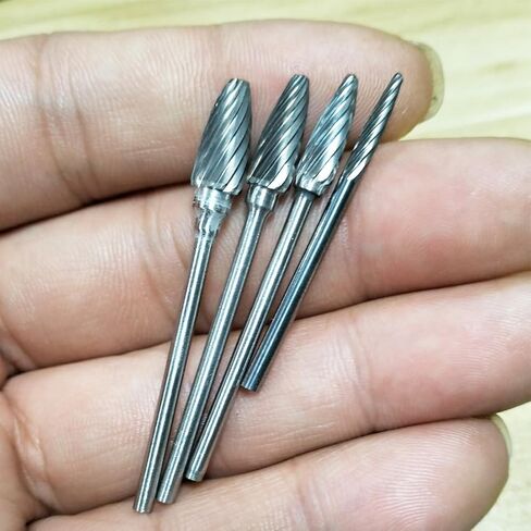 Luo ke 4 Pcs Aluminum Cutting Burr Set - 3/32 Inch Mandrel Tungsten Carbide Burr File Set For Rotary Tool Include Dremel(A Type Single Slot) in Kuwait