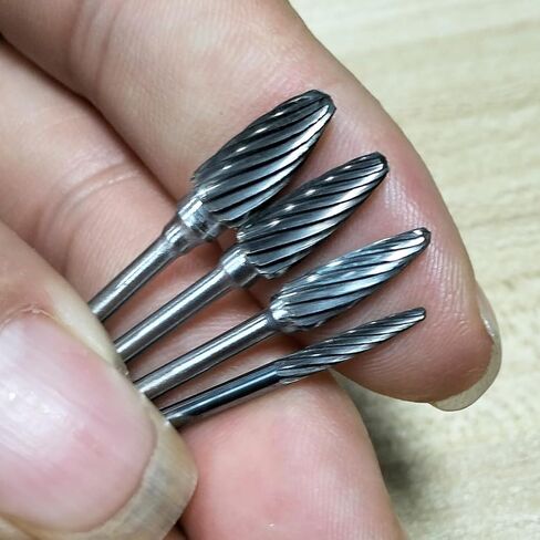 Luo ke 4 Pcs Aluminum Cutting Burr Set - 3/32 Inch Mandrel Tungsten Carbide Burr File Set For Rotary Tool Include Dremel(A Type Single Slot) in Kuwait