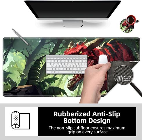Large Desk Mat with Stitched Edges, Red Roses Skull Office Desk Pad, Anime Gaming Mouse Pad, Extended Keyboard and Mouse Mat,35.4x15.7 inch Waterproof Desk Writing Pad for Office and Home in Saudi Arabia