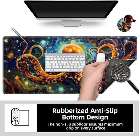 Large Desk Mat with Stitched Edges, Red Roses Skull Office Desk Pad, Anime Gaming Mouse Pad, Extended Keyboard and Mouse Mat,35.4x15.7 inch Waterproof Desk Writing Pad for Office and Home in Saudi Arabia