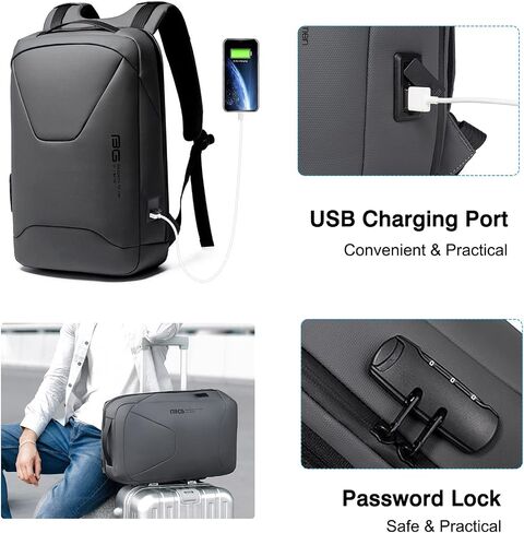 Anti-Theft Backpack Business Daypacks fits 15.6 Inch Laptop Travel Large Backpack with USB Charging Port Waterproof Computer Bag Bookbag for Women Men Notebook Grey in Kuwait