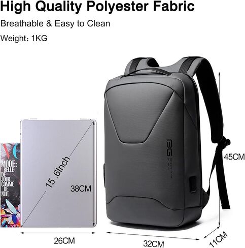 Anti-Theft Backpack Business Daypacks fits 15.6 Inch Laptop Travel Large Backpack with USB Charging Port Waterproof Computer Bag Bookbag for Women Men Notebook Grey in Kuwait
