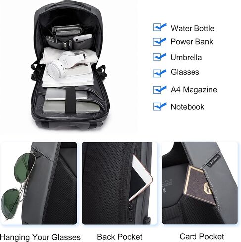 Anti-Theft Backpack Business Daypacks fits 15.6 Inch Laptop Travel Large Backpack with USB Charging Port Waterproof Computer Bag Bookbag for Women Men Notebook Grey in Kuwait