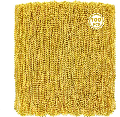 100 PCS White Mardi Gras Beads Beads Beads ، 33 "Mardi Gras Beads Beads ، route expensitations rout parade refl exps escories oudlies ، beads white for wedder carnival party party in Kuwait