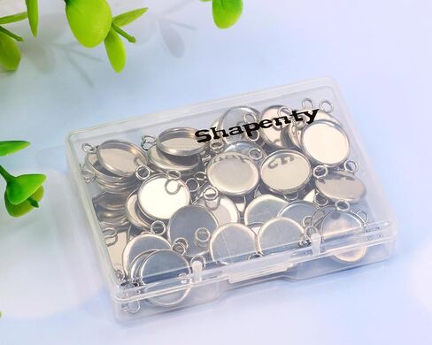 appenge 50pcs الفولاذ المقاوم للصدأ مستديرًا مستديرًا ، روابط فارغة ، موصلات صينية قلادة مع حلقات مزدوجة لأقراط سوار القلادة المفتاحية ، DIY Craft Resin Glass Making Cabochon Making Project (12 مم) in Kuwait