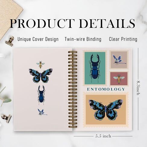 Bug Insect Spiral Notebook, Bugs Insect Journal Notebook, Spring Summer Bug Office Supplies Gifts for Bug Lovers Kids, Insect Entomologist Notebooks for School Work, Entomology Gifts,5.5x8.3 In in Saudi Arabia