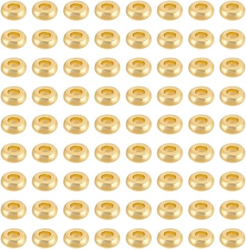 BENECREAT 300Pcs 3mm Flat Heishi Spacer Beads, Real 18K Gold Plated Spacer Beads, Flat Round Disc Loose Beads for Earrings Bracelets Necklaces Making, 1mm Thick in Saudi Arabia