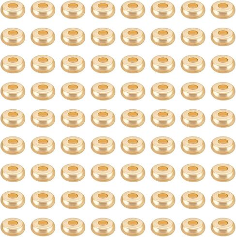 BENECREAT 300Pcs 3mm Flat Heishi Spacer Beads, Real 18K Gold Plated Spacer Beads, Flat Round Disc Loose Beads for Earrings Bracelets Necklaces Making, 1mm Thick in Saudi Arabia