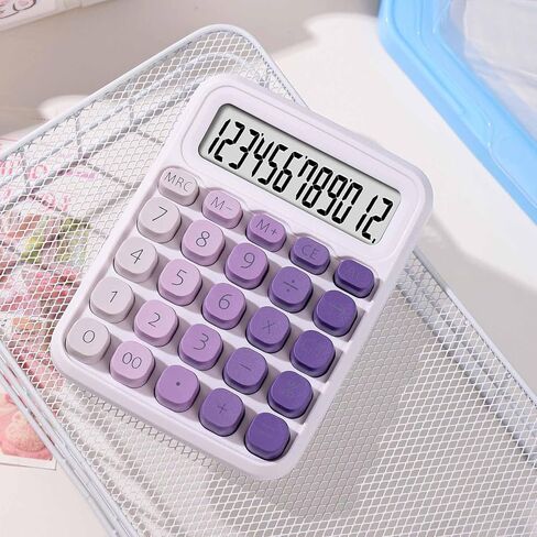 Mechanical Calculator,Desk Calculator Cute 12 Digit Large LCD Display and Big Buttons,Basic Office Calculator with Large LCD Display for Office, Home, School (Colorful) in Kuwait