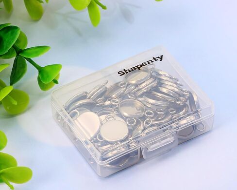 appenge 50pcs الفولاذ المقاوم للصدأ مستديرًا مستديرًا ، روابط فارغة ، موصلات صينية قلادة مع حلقات مزدوجة لأقراط سوار القلادة المفتاحية ، DIY Craft Resin Glass Making Cabochon Making Project (12 مم) in Kuwait