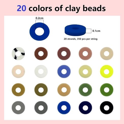 3600 PCS 10 Strands 10 Colors Clay Beads Bracelet Making kit, Polymer Clay Beads 6mm, Vinyl Black Stone Beads for Jewelry Making, Flat Beads, DIY Bracelets, Earrings, Necklaces (Pastel Beads) in Saudi Arabia