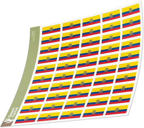 Desert Cactus Ecuador Country Flag Sticker Decal 1 Inch Rectangle Sheets 50 Total Pieces Kids Logo Scrapbook Car Vinyl Window Bumper Laptop Ecuadorian R in Saudi Arabia